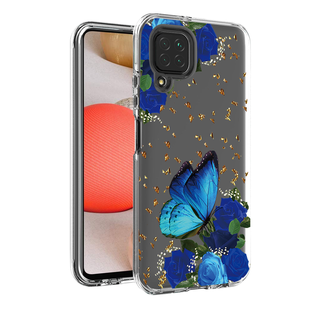 Pressed dried flower Design Phone case for Samsung Galaxy A42 5G In Blue